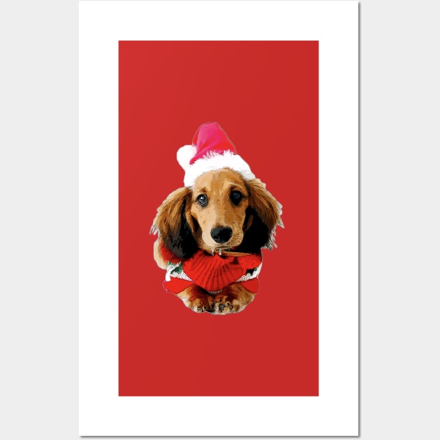 Dachshund Christmas Puppy Dog Wall Art by ElegantCat